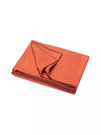 DAVID FUSSENEGGER | Couverture en flanelle avec point décoratif 140x200cm (blanc cassé) | orange